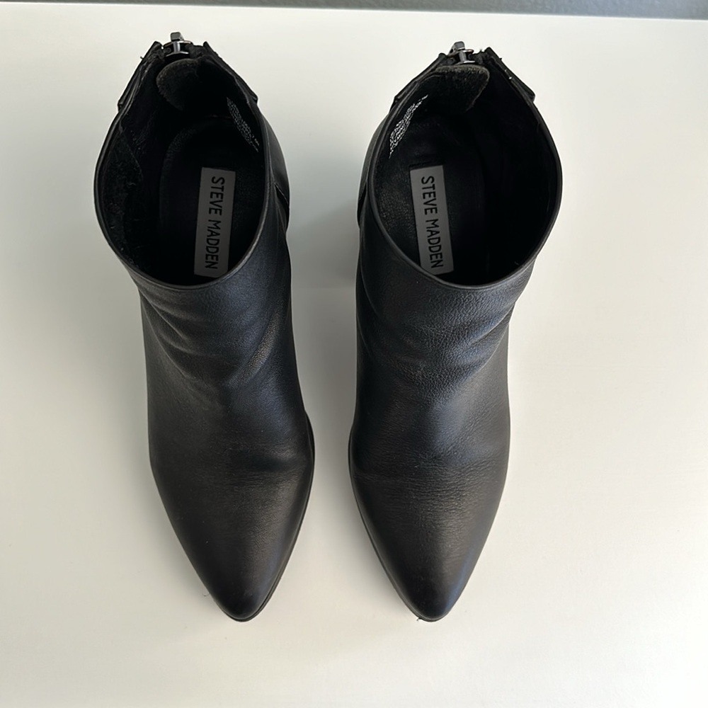 Steve Madden block heel zipper booties black size 7.5 - Picture 5 of 6